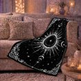 thumbnail image 6 of Black white radiant sun moons Flannel Blanket for bedroom study living room reading nook Home Decor mystic celestial star ornate corner art Gift for astrology lovers, 6 of 9