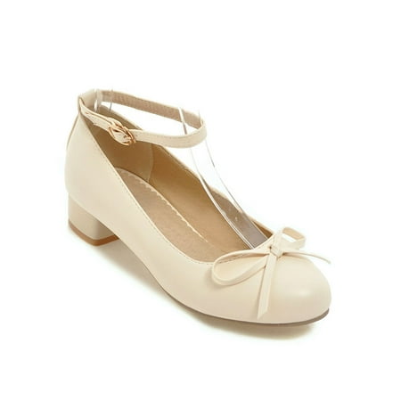 

IELGY Women s Low heels PU Performance Ankle strap Japanese and Korean Solid