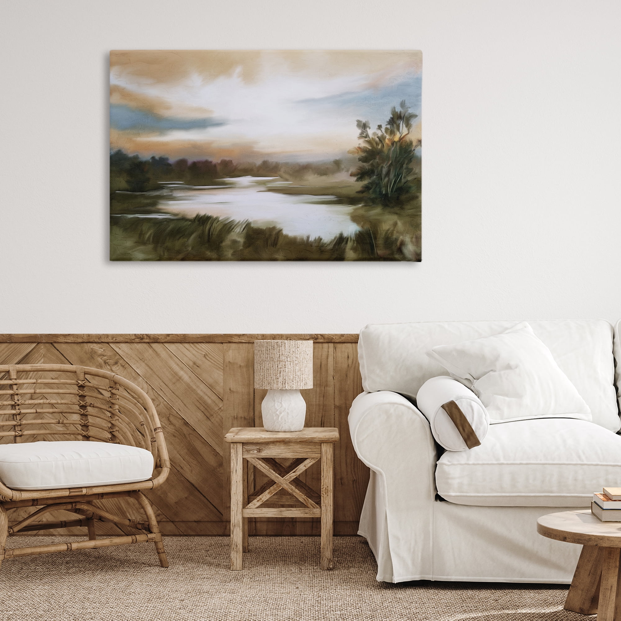 Stupell Industries Sunset Pond Countryside Canvas Wall Art, design by Kim Allen