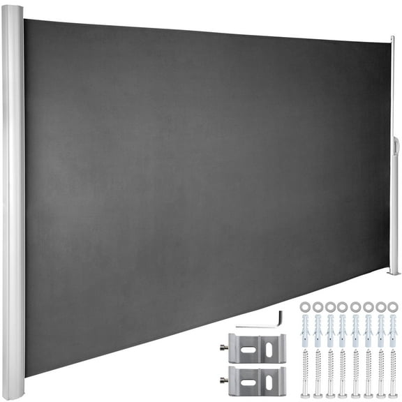 KFFKFF Retractable Side Awning 118" x 63" - Retractable Patio Screen Waterproof - Retractable Room Divider Black for Privacy, Garden, Outdoor, Patio and Terrace