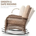 thumbnail image 6 of Zimtown Woven Rattan Rocking Chair for Patio, Large Wicker Chair with Blue Cushion, Brown & Beige, 6 of 13