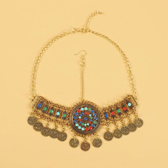 IBASETOY 1 Set Rhinestone Jewelry Set Golden Vintage Costume Jewelry for Women Special Events