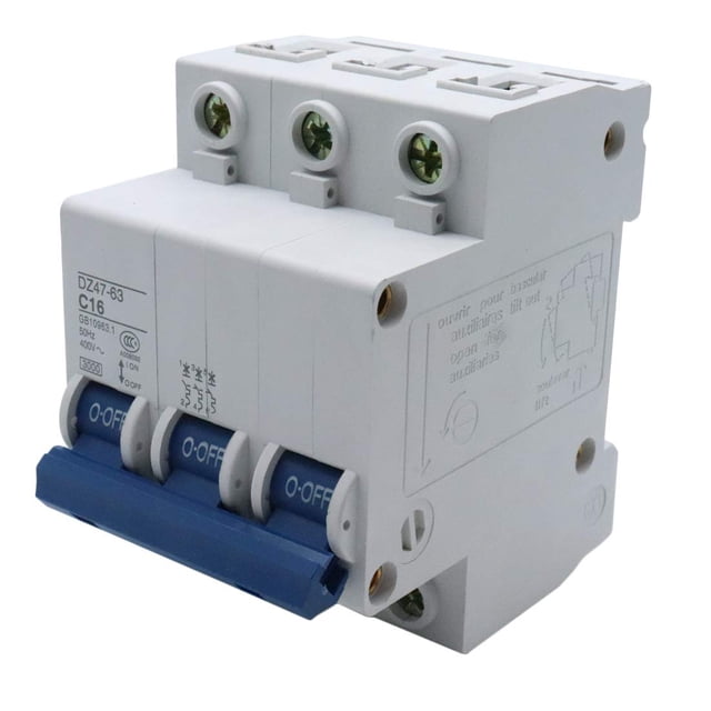 Xiaoyztan 16 Amp Three-Pole Circuit Breaker Switch, Din Rail Mounted Home Use Circuit Breaker for Household Appliance Circuit Security Protection (DZ47-63 C16)