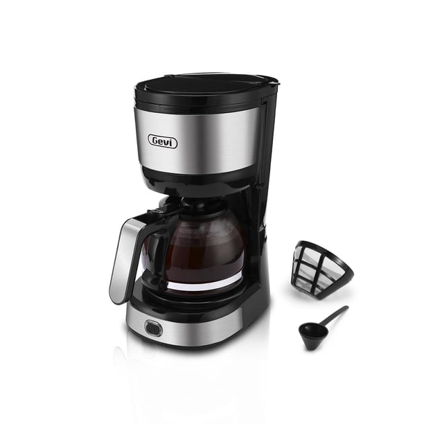 Gevi - Cafetera de 4 tazas con apagado automático, cafetera pequeña con goteo súper automática, cafe