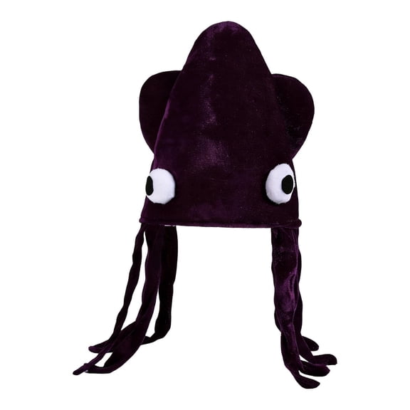 Segolike Squid Hat Cosplay Party Cap Velvet Costume Accessory Unique Sea Animal Headgear with Playful Eyes And Tentacle Stripes Suitable for Halloween Masquera Black Violet