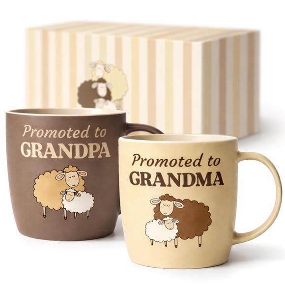 Triple Gifffted Tasses à Café Promu aux Grands-Parents pour Nouveau Meilleur Grand-Maman et Futur Grand-Papa, Cadeaux