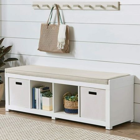 Better Homes & Gardens 4-Cube Storage Bench, White