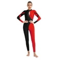 thumbnail image 2 of Yeahdor Womens Full Body Long Sleeve Gymnastics Leotard Unitard Rhinestone Athletic Skating Dance Jumpsuit Red M, 2 of 7