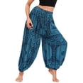 thumbnail image 3 of Defitshape Women's Harem Pants Yoga Hippie Boho Jogger Parachute Bohemian Genie Pants Cool Summer Beach Trousers Drawstring Elastic Waist Patterned3 One Size, 3 of 5
