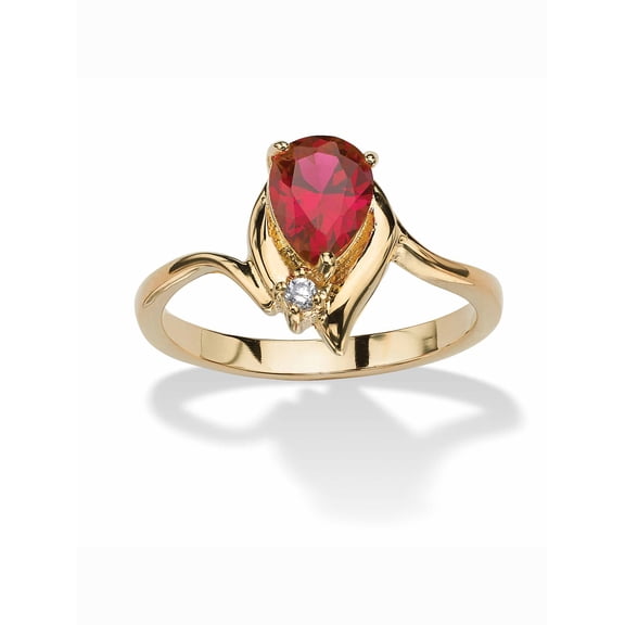 PalmBeach Jewelry Simulated Birthstone and Crystal Accent Ring Gold-Plated or Silvertone