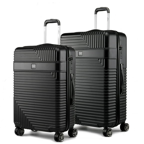 MKF Collection Mykonos Extra Large & Large Hardside Luggage 2 pcs, Luxurious Travel Suitcase by Mia K - Black