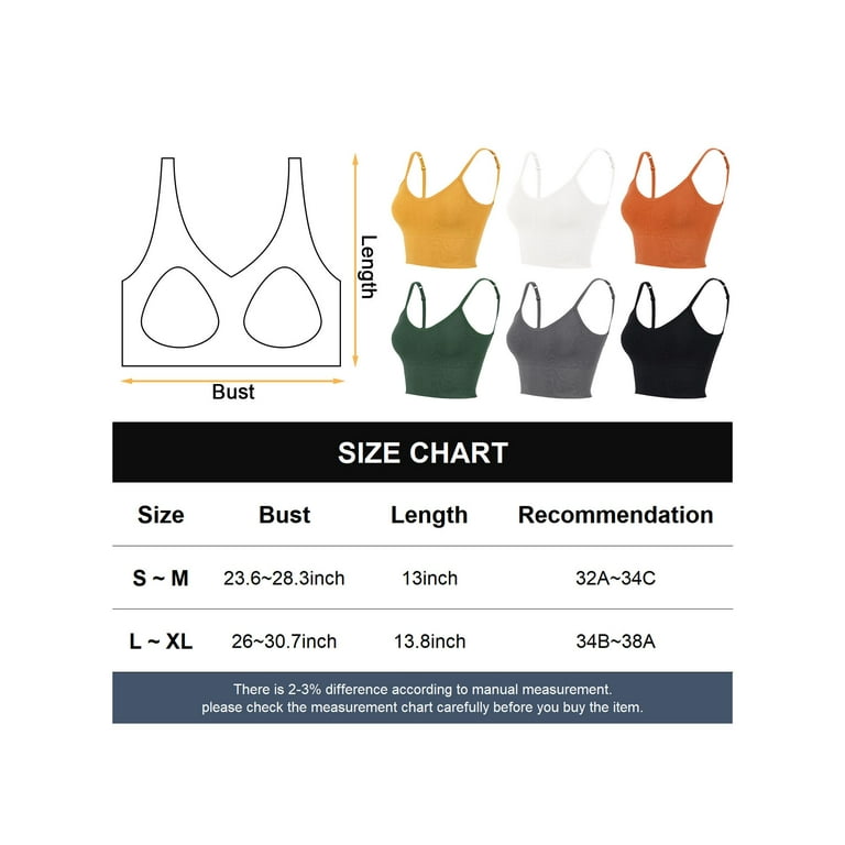 Gustave 3 Pack Women Cami Bras Seamless Padded Yoga Bralettes Wirefree  Workout Sports Bra Comfort Camisole Spaghetti Strap Crop Tops Black/Gray/ White 