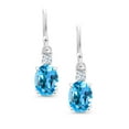 thumbnail image 2 of Gem Stone King 10K White Gold Swiss Blue Topaz Dangle Earrings for Women (2.70 Cttw, Gemstone November Birthstone, Oval 8x6MM), 2 of 5