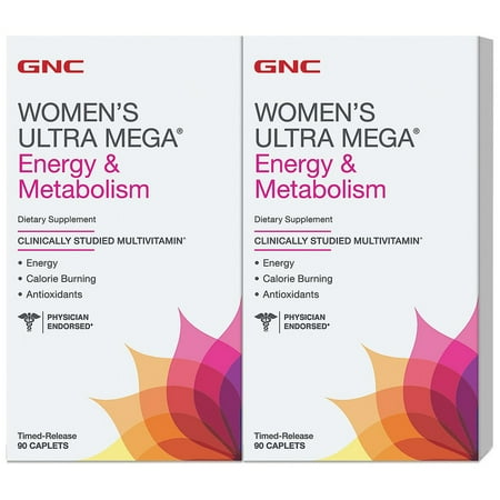 GNC Womens Ultra Mega Energy and Metabolism , 90 Tablets - 2 Pack
