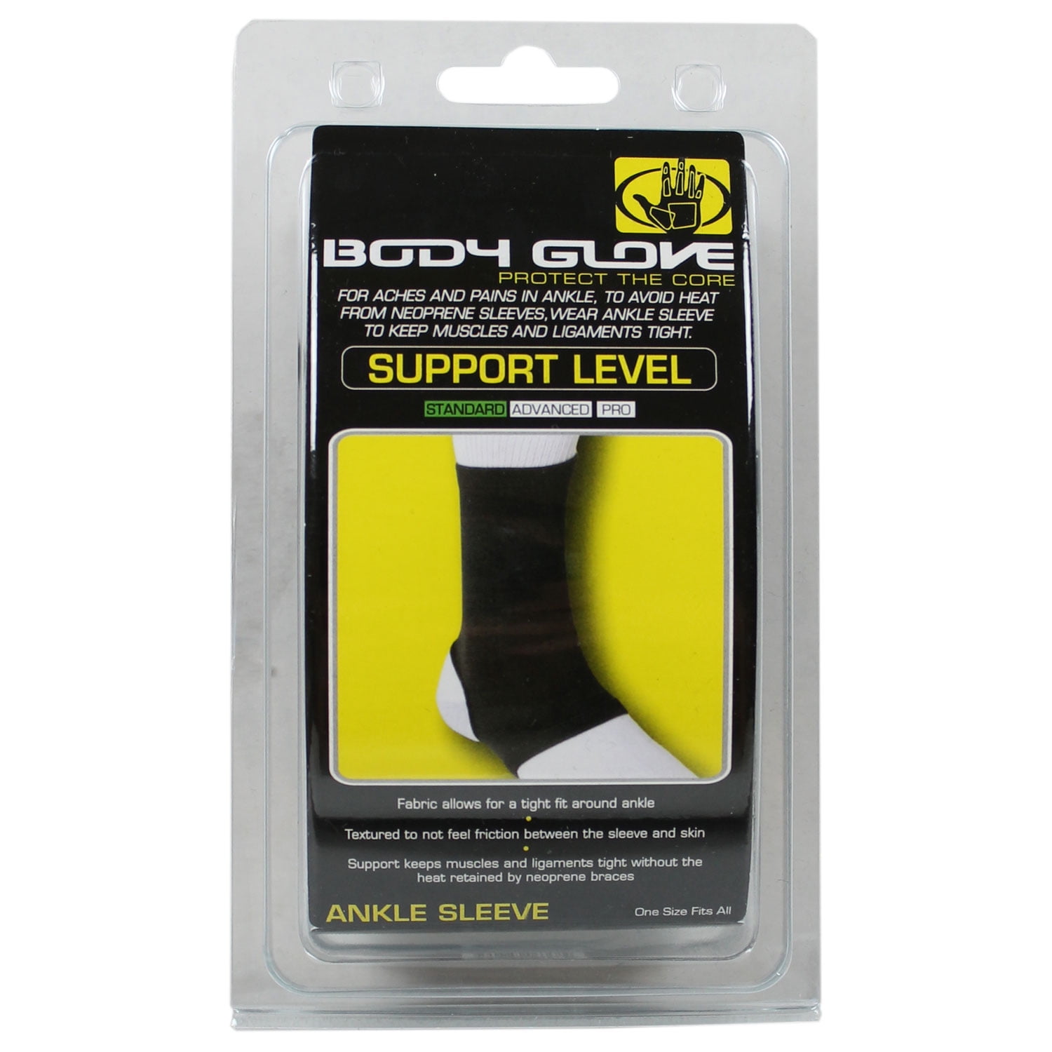 ANKLE BRACE SUPPORT Sleeve by BODY GLOVE - Stretch Fabric Fits All Sizes