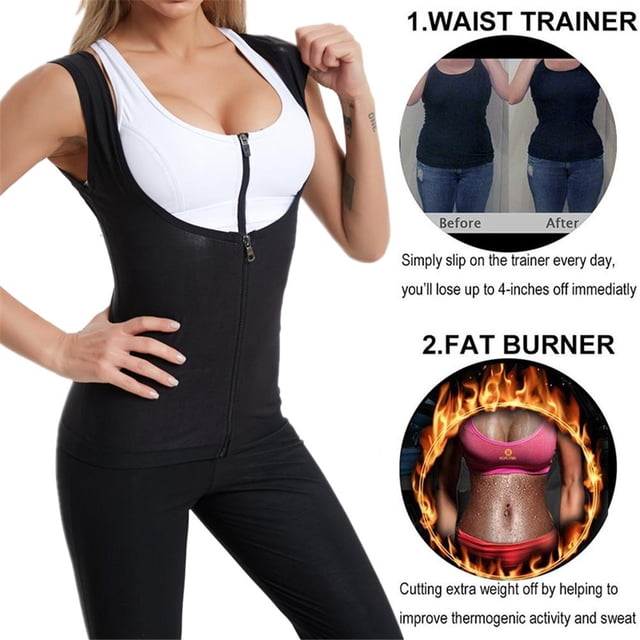 Corsé de sudor para mujer, chaleco de sudoración para sauna, corsé de compresión con cremallera para entrenamiento, chaleco adelgazante para fitness