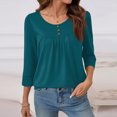 thumbnail image 4 of 3/4 Length Sleeve Womens Tops 2026 Spring Summer Trendy Tee Shirts Dressy Casual Business Work Blouses Outfits Cyan 2XL, 4 of 5