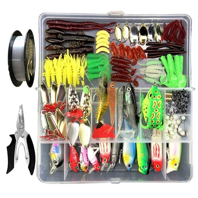 280 Pcs Multi Fishing Lures Kit for Freshwater Bait, Mixed Colors Soft Lure  Kit Tackle Kit for Bass Trout Salmon Fishing Accessories Spoon Lures Worms