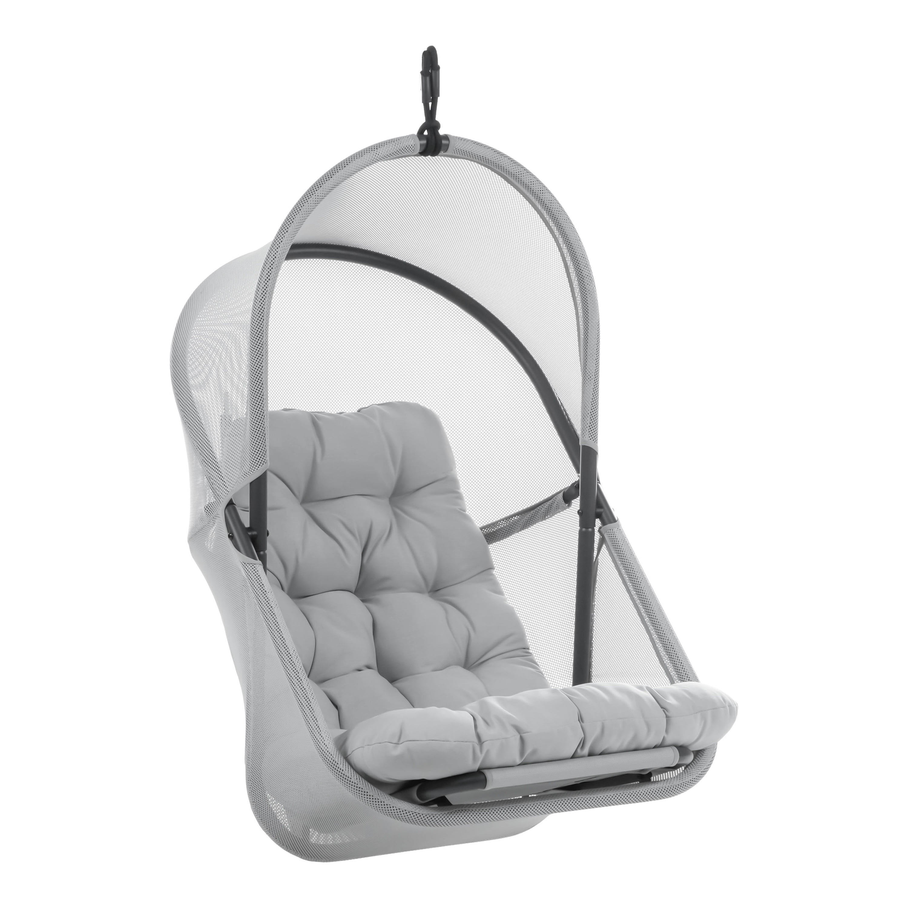 Furniture of America Drift UV-Resistant Patio Foldable Swing Chair with Stand, Light Gray