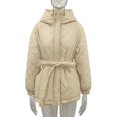 thumbnail image 2 of Chaqueta de algodón con capucha, de longitud media a larga, con estampado de rombos en la cintura, chaqueta de algodón cálida, talla grande, 2 of 5