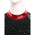 thumbnail image 6 of iiniim Women's Color Block Shiny Rhinestone Gymnastics Unitards Long Sleeve Figure Skating Jumpsuit Black&Red L, 6 of 7