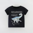 thumbnail image 2 of Baby Boy Summer Clothes Toddler Kids Boys Summer Cartoon Car Shark Dinosaur Prints Short Sleeve Crewneck T Shirts Tops Toddler T Shirts Black 4 Years-5 Years, 2 of 7