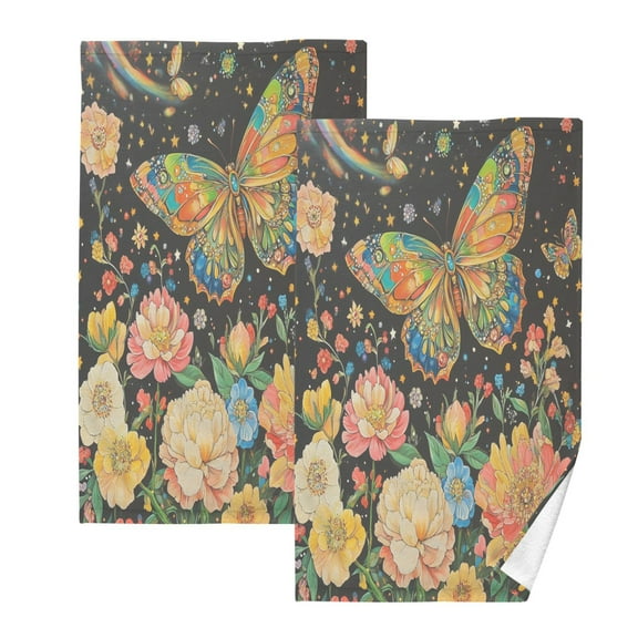 BZSMCE Face Towel Hand Towel Bath Towel Cotton Bath Towel Sets Hand Bath Towels Fashion Vibrant Butterfly Garden Pattern