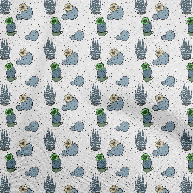 oneOone Tissu Georgette Viscose Bleu Cactus Matériel de Robe Tissu Imprimé Tissu au Mètre 42 Pouces de Large