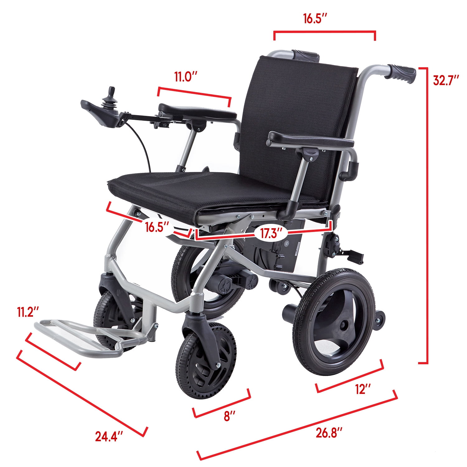 Rubicon Lightest, (only 30lbs) Foldable Electric Wheelchair, Travel Size, User-Friendly.