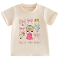 thumbnail image 3 of School Uniform for Girls Loose Fit Lightweight Cartoon Print Short Sleeve Crewneck Tee Back To School Wear Girls' T Shirt 3 Years-4 Years, 3 of 5
