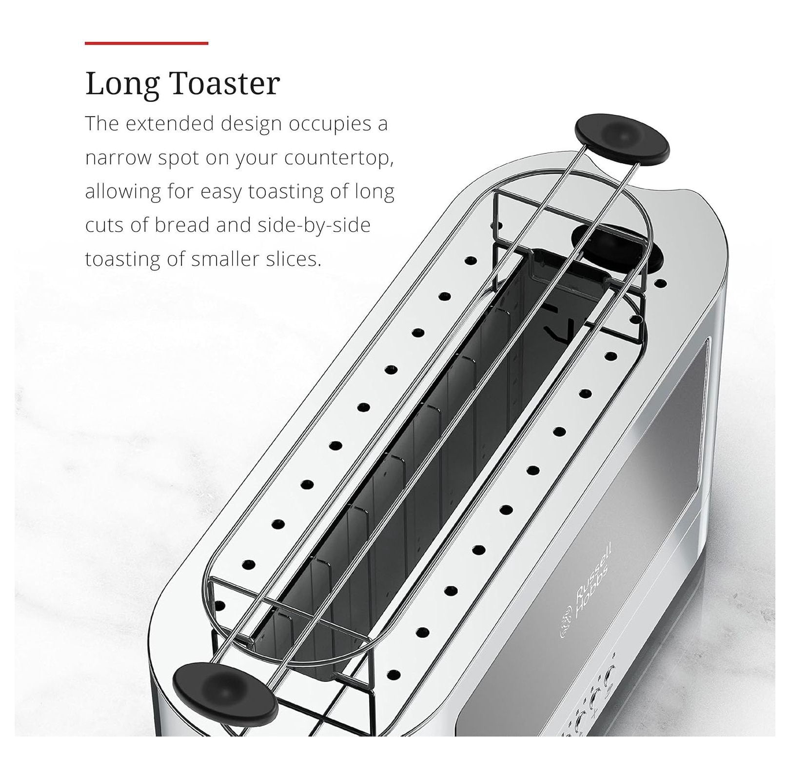 2 Slice Toaster, Black & Silver Glass Accent Toaster, Long Slot Toaster for Artisan Bread, Bagel Toaster with Warming Rack