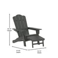 thumbnail image 5 of BizChair HDPE Adirondack Chair with Cup Holder and Pull Out Ottoman, All-Weather HDPE Indoor/Outdoor Lounge Chair in Gray, Set of 2, 5 of 12