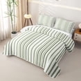 thumbnail image 3 of Castle Fairy Mid Century Vertical Stripe Twin Quilt Set 2 Pieces,Geometric Thin Line Twin Coverlet Set,Olive Sage White,1 Bedspread and 1 Pillowcase, 3 of 7