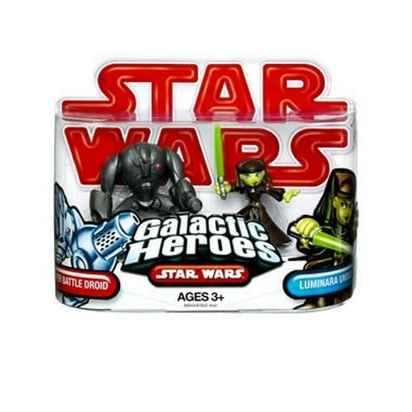 Star Wars 2009 galactic Heroes 2-Pack Super Battle Droid and Luminara Unduli