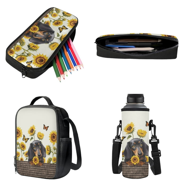 ZUXONGSY Dachshund Dog Sunflower Butterfly Print Backpack Bag for