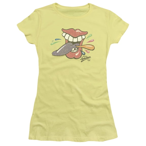 Dubble Bubble Rolling Tongue S/S Junior Women's T-Shirt Sheer Banana