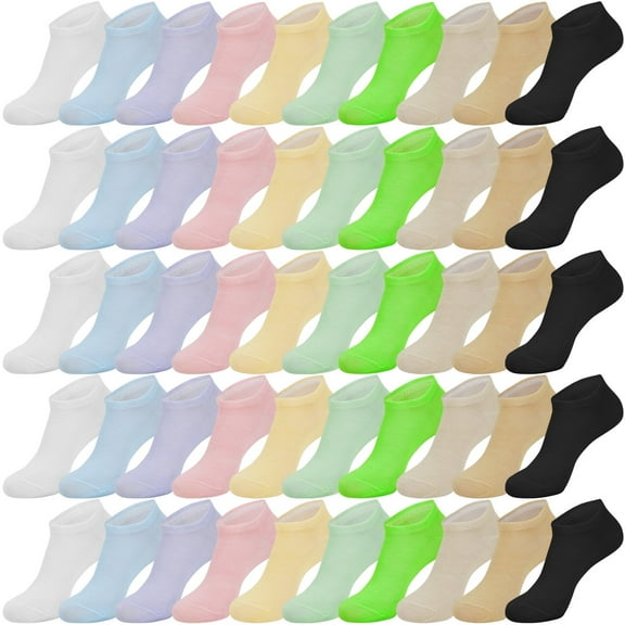 100 Pairs Womens Low Cut Ankle Socks Colorful Lightweight Ankle Socks Athletic Casual Bulk Socks for Women Teens
