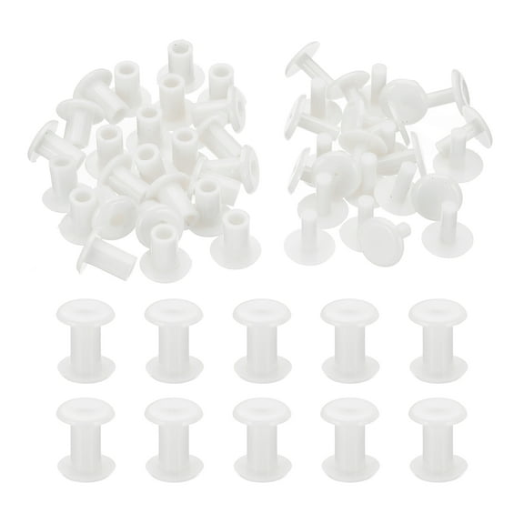 M5*8mm Plastic Binding Post, 24 Sets Plastic Chicago Screws Binding Screw Rivets Post Press-on Buckle for Leather Scrapbook Photo Albums, White