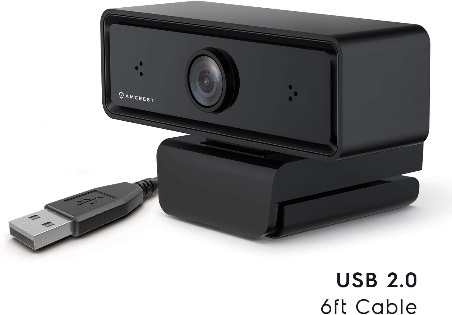 Amcrest Dual-Mic 1080P Webcam with Two Microphones for Enhanced Audio & 3D Noise Cancellation, Web Cam USB Computer Camera for PC Desktop & Laptop, Auto-White Balance for Superior Low Light, (AWC2198)