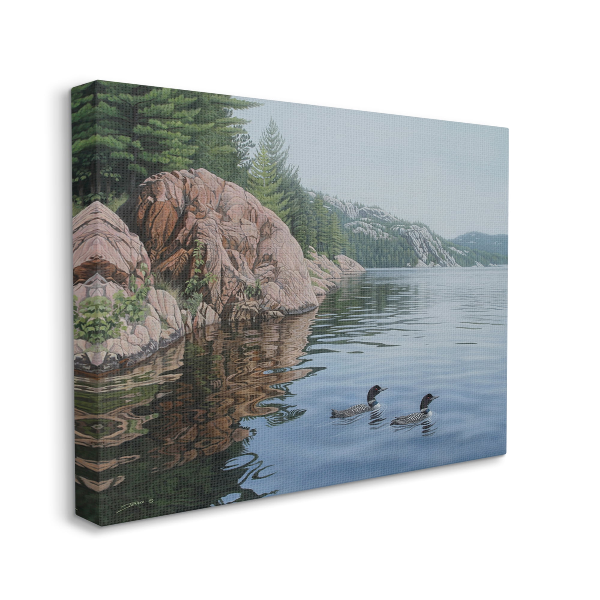 Stupell Industries Swimming Ducks Landscape Nature Photography Gallery Wrapped Canvas Print Wall Art, 30 x 24
