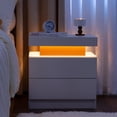 thumbnail image 4 of Smuxee Modern LED Nightstand Set of 2 with 2 Drawers,End Tables for Living Room or Bedroom,White, 4 of 6