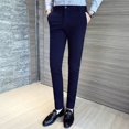 thumbnail image 3 of Pantalones de traje recto para hombre Pantalones drapeados fluidos para hombre Blanco Clásico Nuevo en reseñas de ropa de estilo coreano Muchos diseñadores elegantes, 3 of 5