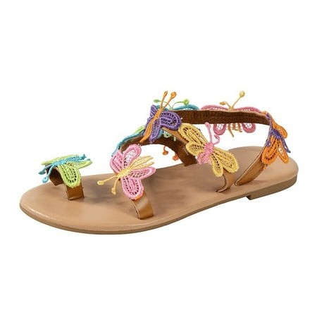 

Fashion Spring And Summer Women Sandals Flat Bottom And Light On Colorful Knitting Cartoon Butterfly Casual Style Sandals Women Flat Slingback Shoes for Women Sandals Sandal Wedges for Women