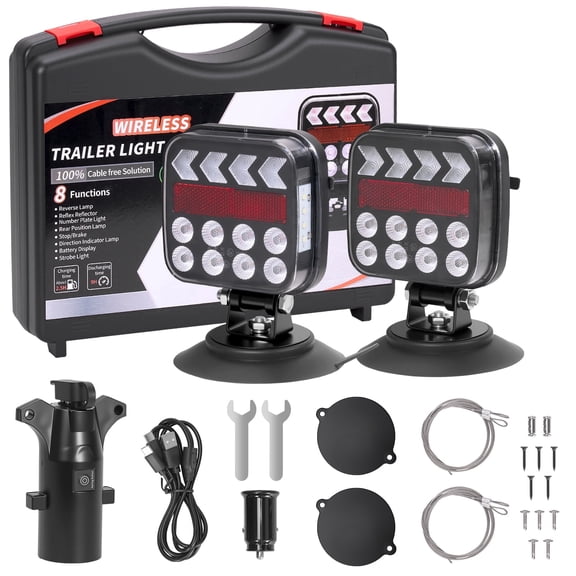 Wireless Magnetic Trailer Lights Rechargeable IP67 Waterproof 100FT Range for RV Truck Camper