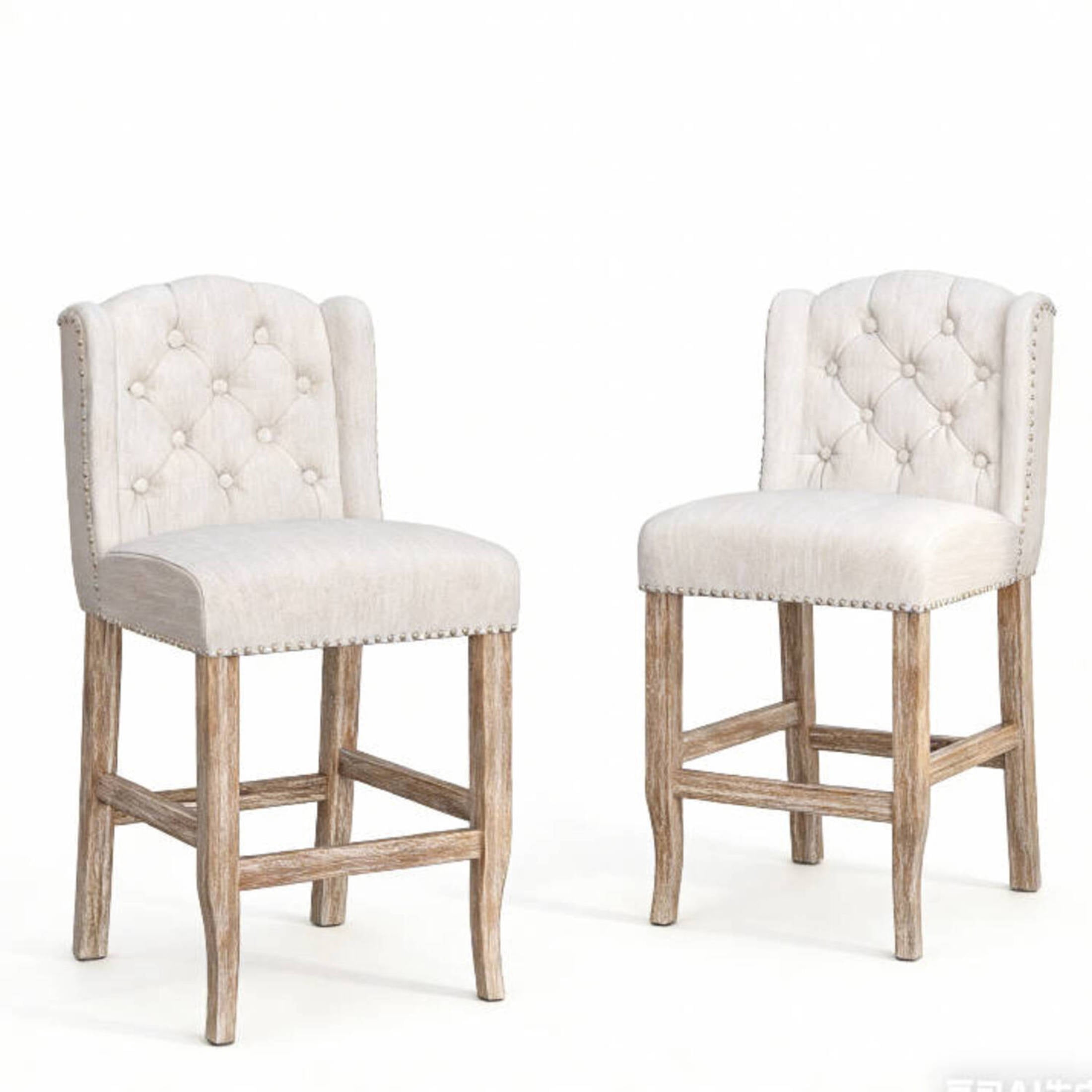 Christopher Knight Home 41"H Contemporary Tufted Wingback Counter Stools Set of 2, Beige
