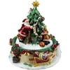 "6"" Animated Santa Claus and Christmas Tree Winter Scene Rotating Music Box"