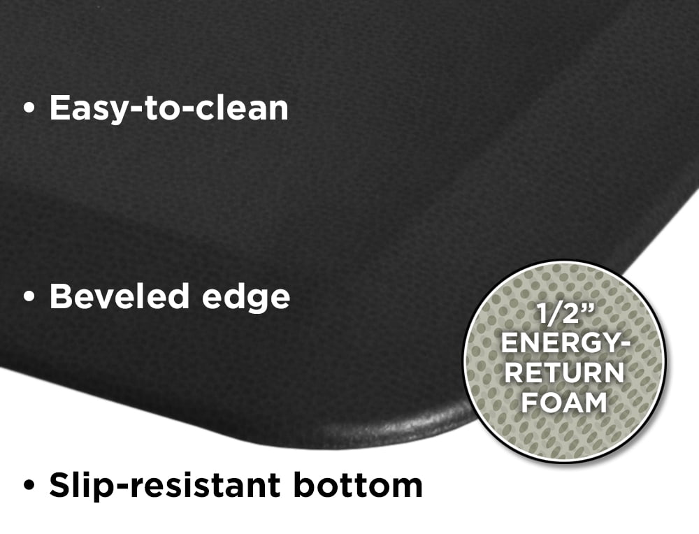 Anti-Fatigue Rubberized Gel Foam Floor Mat, Black