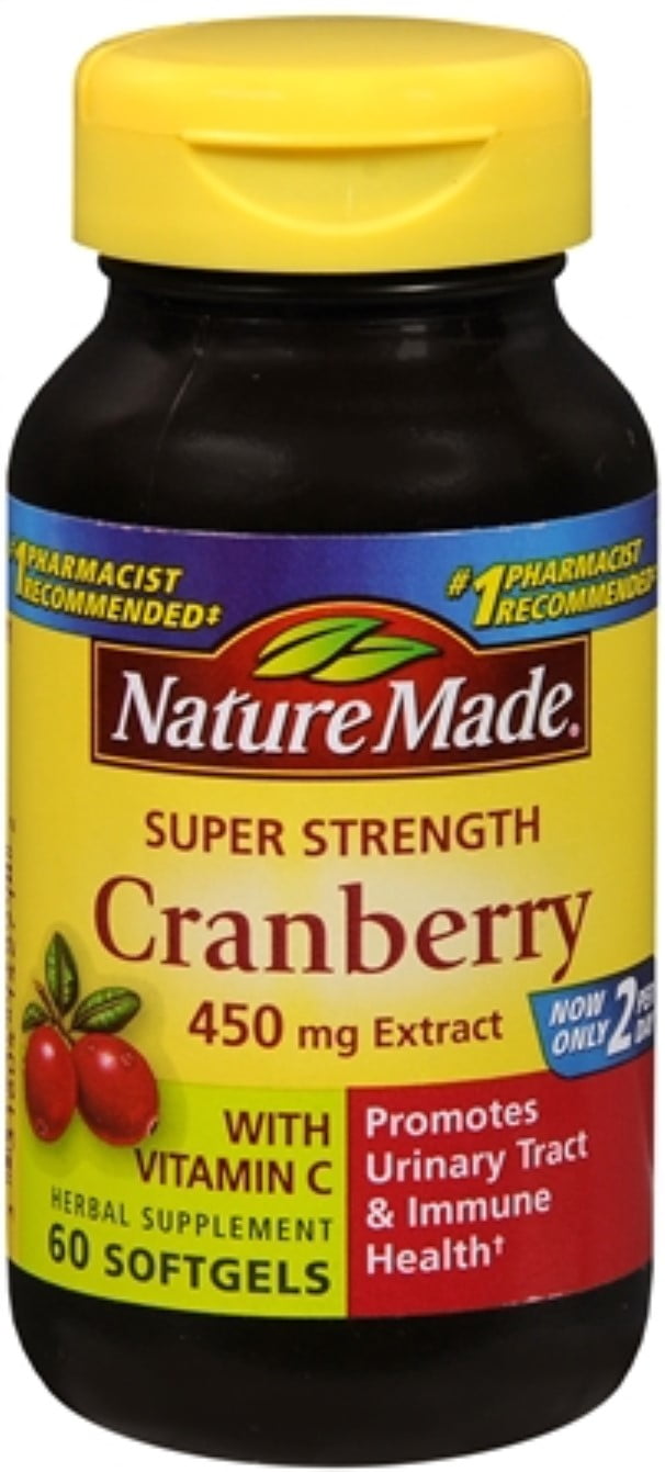 Nature Made Super Strength Cranberry Herbal Supplement 450 mg Extract Softgels 60 Soft Gels (Pack of 2)