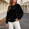 thumbnail image 2 of Enjoytime Crewneck Sweatshirts Women Long Sleeve Velvet Pullover Tops Solid Trendy Casual Soft Oversized Sweatshirt, 2 of 8