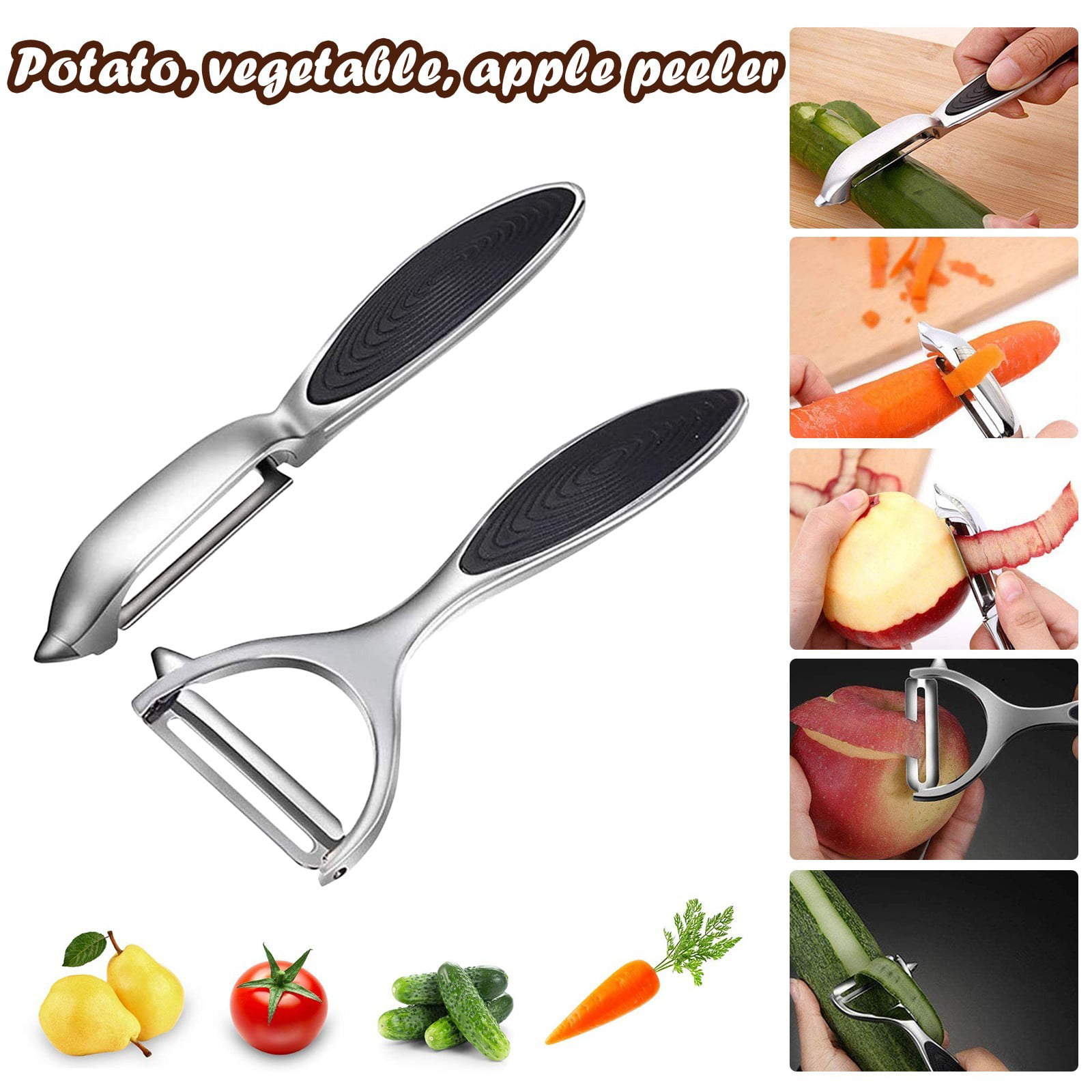Vegetable Peelers for Kitchen Set - Fruit Peeler Stainless Steel  Multi-function Vegetable Peeler - Potato Peeler Cabbage Shredder - Grape  Peeler and